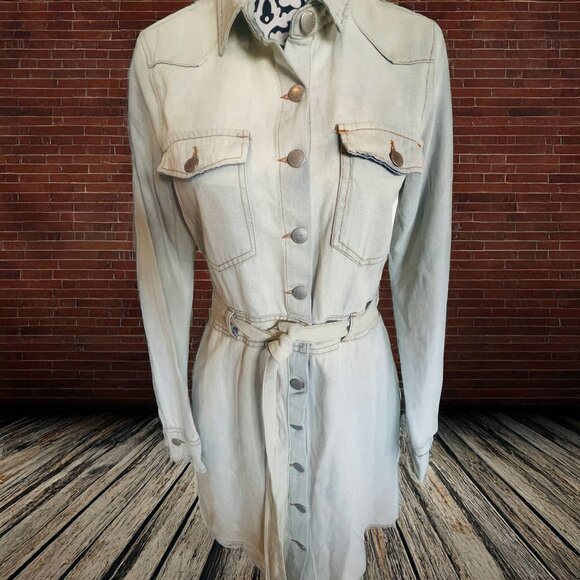 Velvet Heart Long Sleeve Denim Dress Vintage Blue Small - Picture 2 of 11